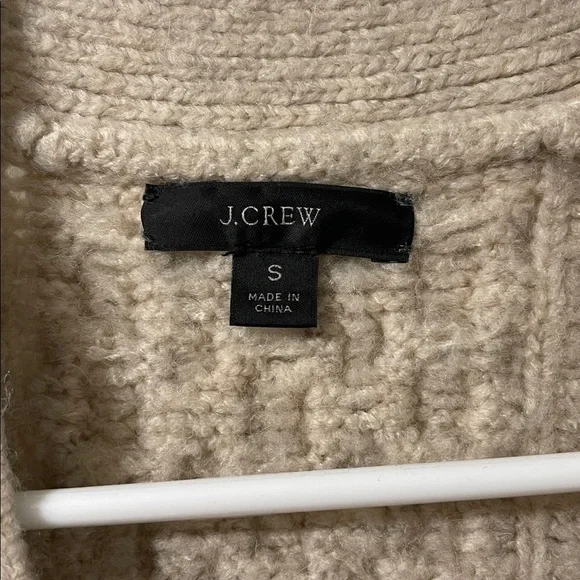 J. Crew Taupe Oversized Merino Wool Blend Cable Knit Cardigan Size Small - Picture 2 of 8